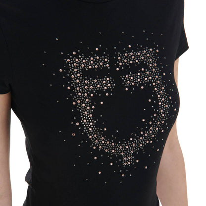 Slim fit t-shirt with rosegold rhinestones - EQUESTRO