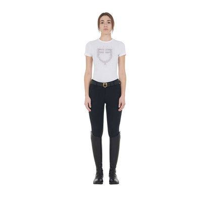 Slim fit t-shirt with rosegold rhinestones - EQUESTRO