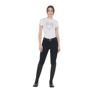 Slim fit t-shirt with rosegold rhinestones - EQUESTRO
