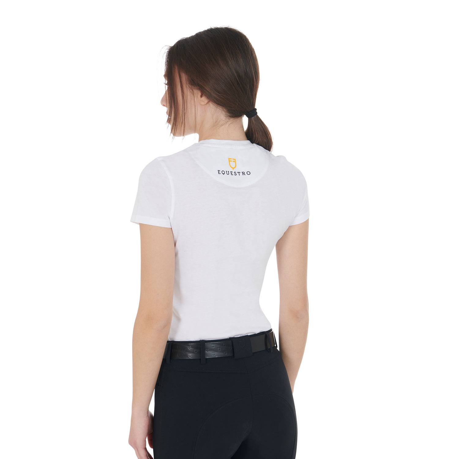 Slim fit t-shirt with rosegold rhinestones - EQUESTRO