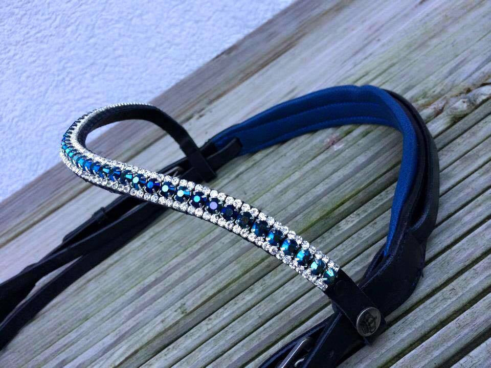 Frontal strass argent et bleu