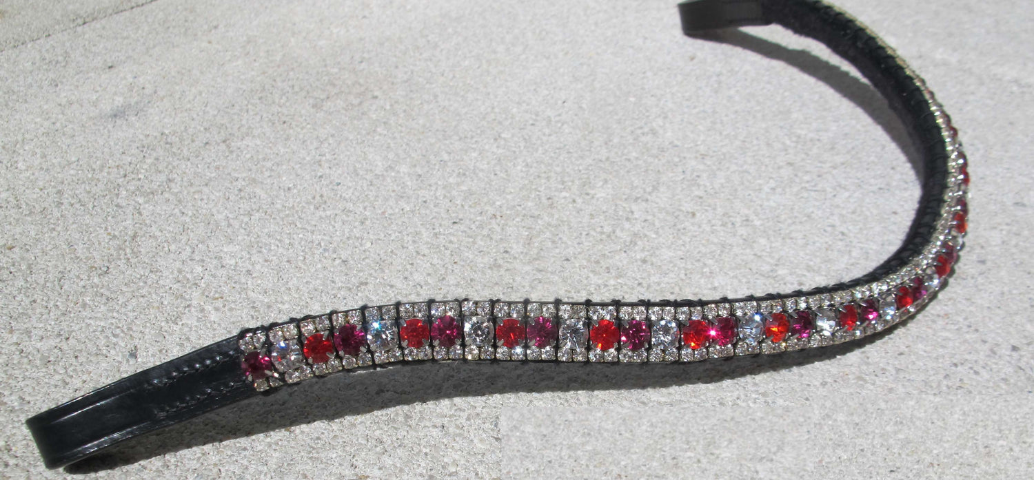 Frontal strass rouge/rose/argent