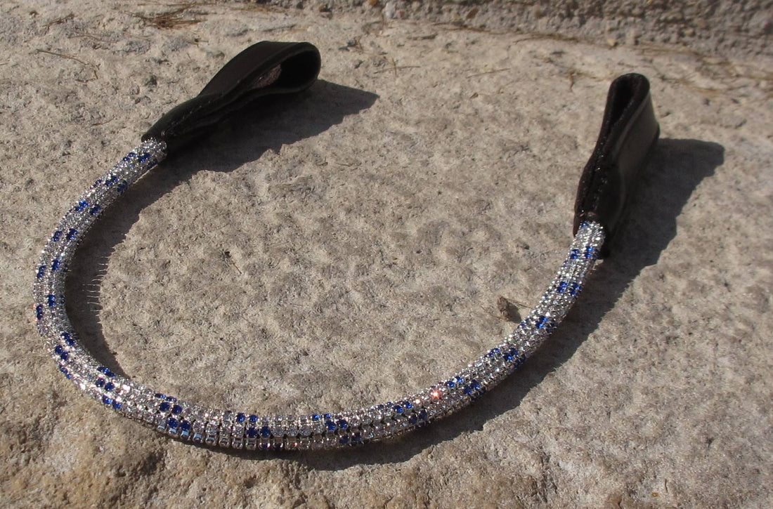 Frontal rond strass blancs et bleu
