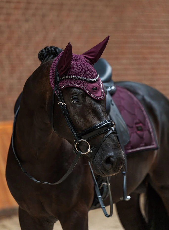 Bonnet anti-mouches Modern Crystal Mauve Wine - EQUESTRIAN STOCKHOLM