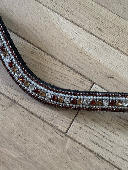 Frontal en strass cognac et perles
