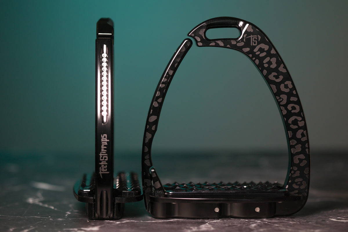 Etriers Untamed Leopard edition limitée Gris Swarovski - Tech Stirrup