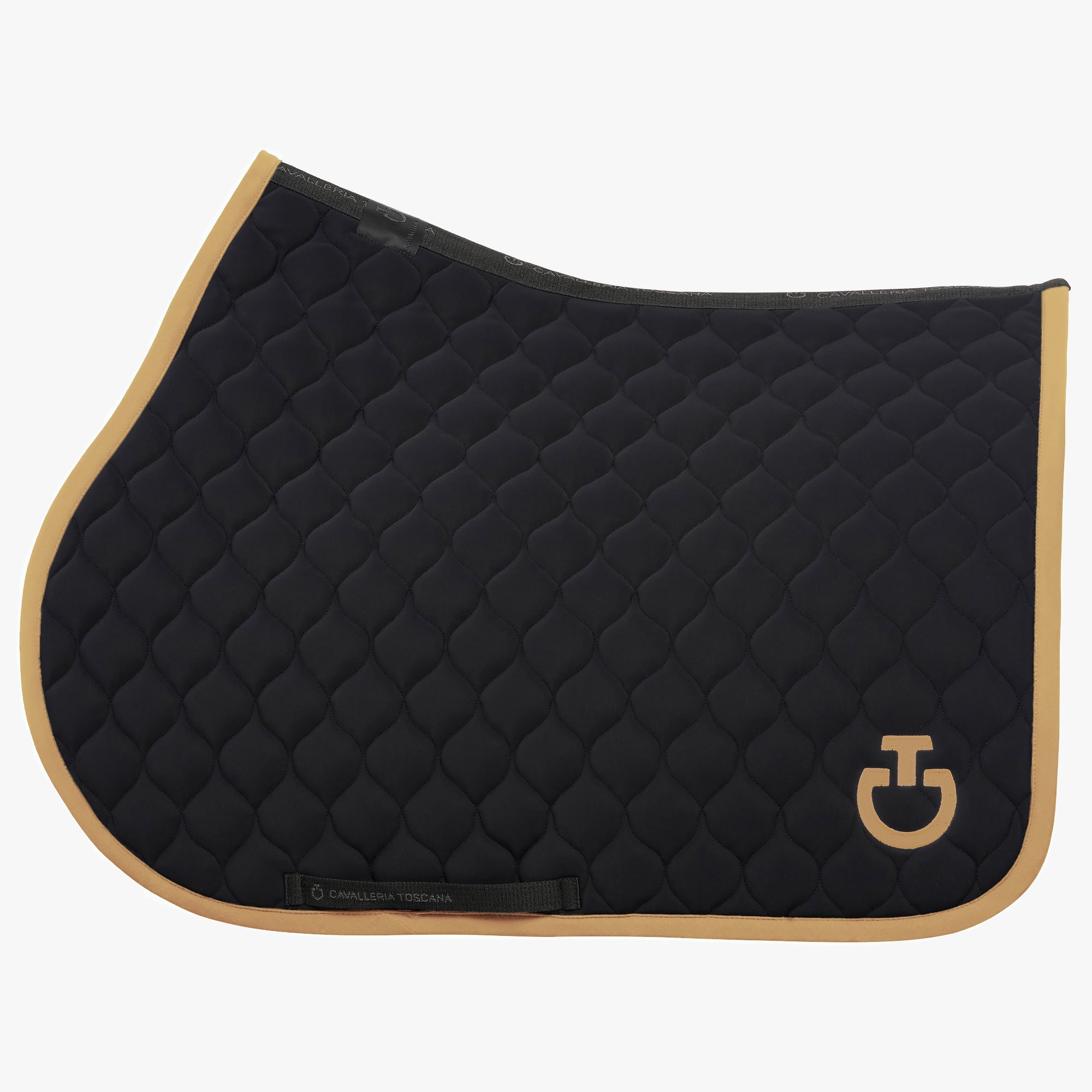 Tapis de selle Circular Quilted Noir bord camel - CAVALLERIA TOSCANA