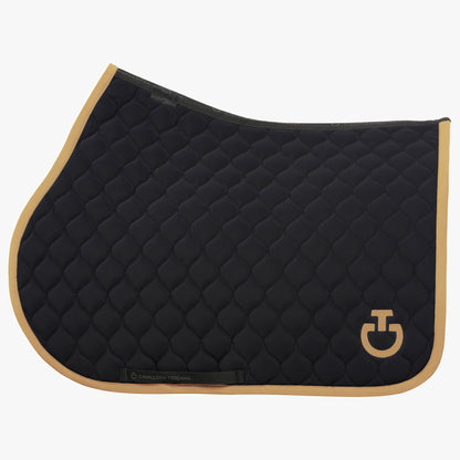 Tapis de selle Circular Quilted Noir bord camel - CAVALLERIA TOSCANA