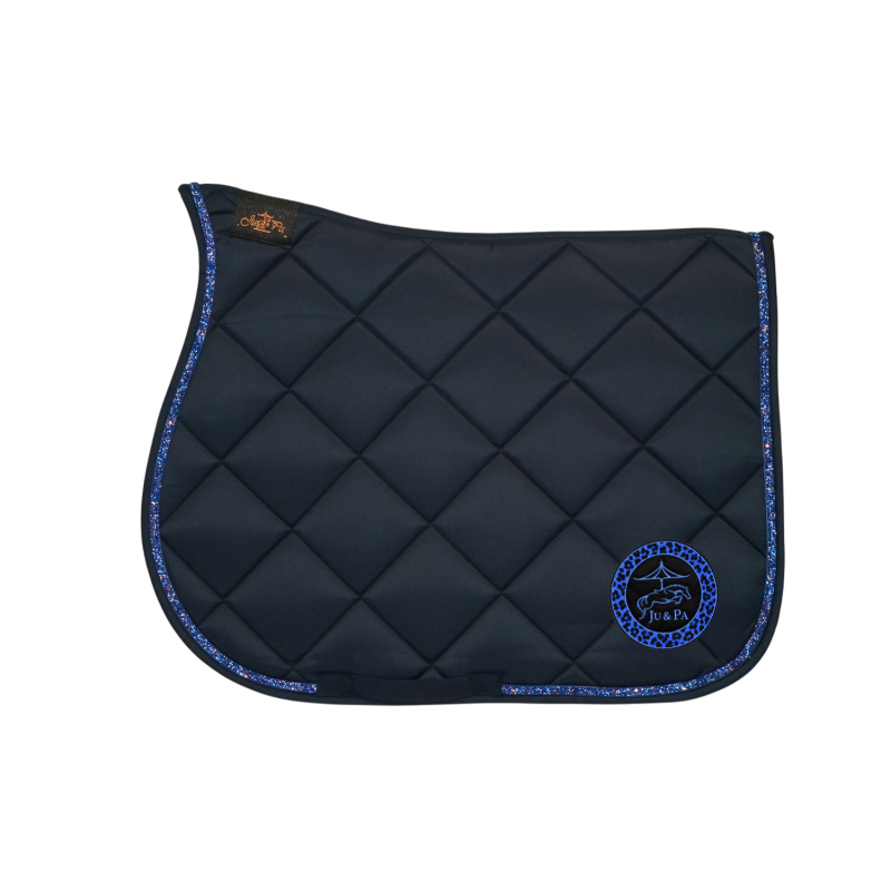 Tapis de selle Bleu marine galon disco bleu BRODERIE - JU&amp;PA