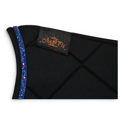 Tapis de selle Noir galon bleu - JU&amp;PA