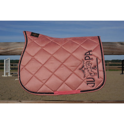 Tapis de selle rose velours disco noir et argent BRODERIE - JU&amp;PA