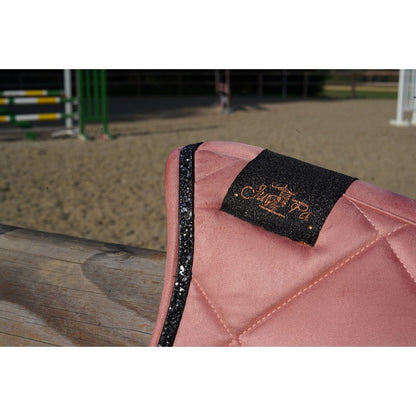 Tapis de selle rose velours disco noir et argent BRODERIE - JU&amp;PA